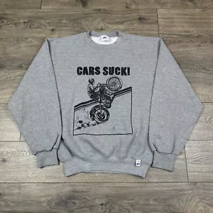 Felpa Moto Vintage Adulto Piccola Grigio 'Cars Suck' Russell Athletic - Foto 1 di 5