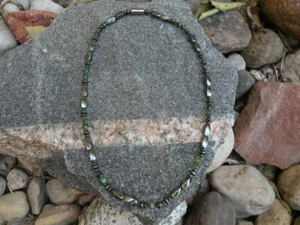 100% Magnetic Black Hematite Bracelet Anklet Necklace 1 row Green/Black Bi-Cones - Picture 1 of 3