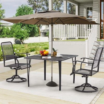 3 Pieces Patio Dining Set Outdoor Garden Furniture Set w/Square Table & Chairs - Image 1 of 4