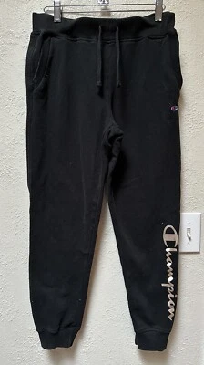 Pantalones de chándal de vellón con logotipo plateado Champion negros con escritura - talla XL Foto 1 de 4