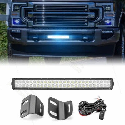 For 20-21 22 F250/350/450 Super Duty 22'' Light Bar Bumper Mount Wire 120W Combo - Image 1 of 4