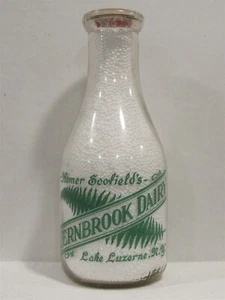 TRPQ Milk Bottle Homer Scofield's Fernbook Dairy Lake Luzerne NY WARREN CO 1951 - Picture 1 of 2