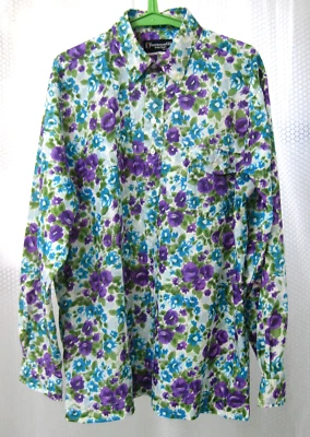 Camisa cortavientos Obermeyer para mujer L floral aguamarina púrpura años 70 Japón nailon de colección Foto 1 de 4
