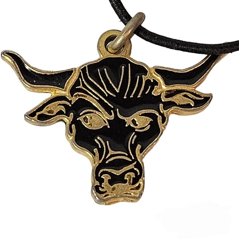 Vtg WWF Brahma Bull The Rock Necklace Pendant WWE Black Gold Dwayne Johnson Cover