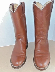 Stivali da cowboy western vintage JUSTIN in pelle marrone stile punta tonda L 3756 taglia 5 - Foto 1 di 7