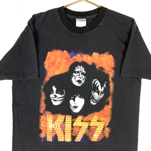 T-shirt vintage Kiss grande nera double face rock band 2000 tour di addio Y2K - Foto 1 di 5