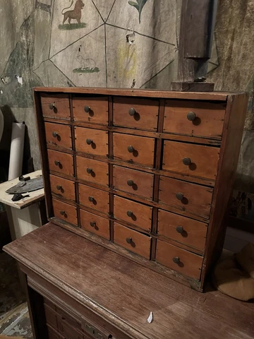 1930s Nut And Bolt Cabinet Apothecary Industrial Cigar Box Multi Drawer Country Cover