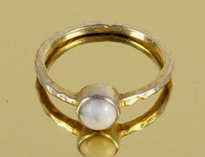 Anillo de plata esterlina chapado en oro Pura Vida Gray Howlite Talla 6.75 Foto 1 de 4