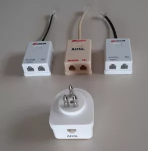 3 Filtri ADSL con connettore RJ11 + 1 filtro ADSL con presa tripolare - Telecom - Zdjęcie 1 z 4