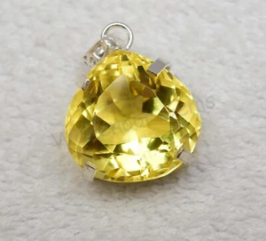 62.45 Ct Yellow Sapphire Color Gemstone Pear Silver Pendant Handmade Jewelry - Picture 1 of 8