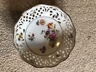 schumann dresden reticulated China bowl vintage/antique flowers design With Gold