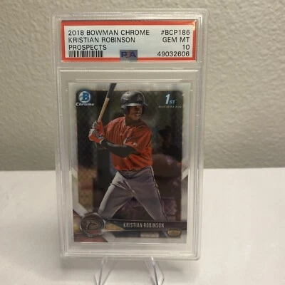 2018 Bowman Chrome Kristian Robinson 1st Prospect #BCP186 PSA 10 GEM MINT - Image 1 of 4
