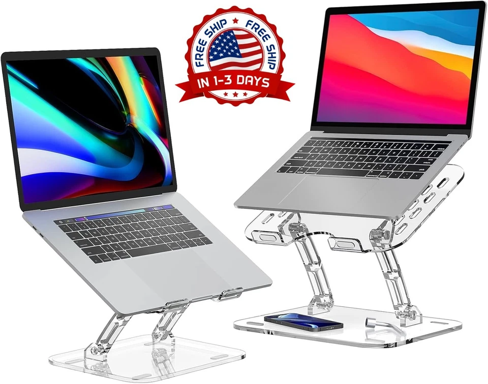 Soporte de acrílico para portátil (2 unidades), ergonómico y ajustable NUEVO US Foto 1 de 4