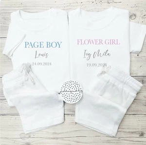 Personalised Page Boy Flower Girl Pyjamas bridesmaid Pjs Wedding Short Sets - Picture 1 of 1