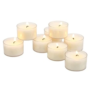 96 Count White Unscented Smokeless Long Burning Clear Cup Tea Light Candles w... - Picture 1 of 7