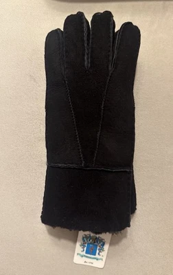 PORTOLANO Suede Gloves NWT Size M Black - Imagem 1 de 4
