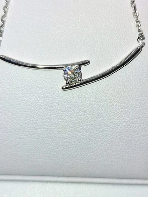 925 STERLING SILVER WHITE GOLD OVERLAY MOISSANITE DVVS1 SOLITAIRE NECKLACE... - Image 1 of 4