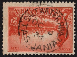 SELLO DE TASMANIA "RÍO DE AGUA SALADA" EN 2d VIC CENTENARIO FECHA 1934 (A30673) - Imagen 1 de 1