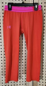 Under Armour Girls Cropped Leggings Pomegranate Red/Pink Youth L sports stretch - Picture 1 of 6