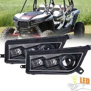 For 2014-2020 Polaris RZR XP 4 1000 Black Pair Dual LED Headlights ATV UTV Turn - Picture 1 of 13