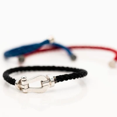 Fred Armband 750/18K Weißgold Kordelarmband Schwarz Rot Blau ca. 20cm - Bild 1 von 2