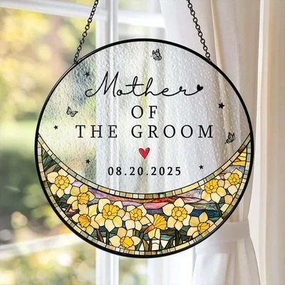 Custom Wedding Gift For Mother Of The Bride & Groom Stained Glass Suncatcher - Image 1 of 4