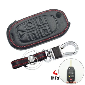 PU Leather 5 Buttons Keyless Remote Black Fob Cover Case Fit For Volvo XC90 S80 - Picture 1 of 6