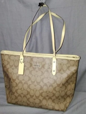 Authentic Coach Signature Tote Bag Model No. B1811-F58292 Monogram C Print Tan - Image 1 of 4