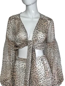 Swim Coverup P2F Power 2 the Flower 2 Pc Top & Shorts Animal Print XS/S Ethereal - Picture 1 of 24