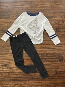 Justice Girls "Dance" Sparkle Long Sleeve T-Shirt & Mix n Match Sparkle Leggings - Picture 1 of 8