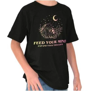 Feed Your Mind Expand Your Thoughts Shrooms Youth Crewneck T Shirts Boy or Girl - Picture 1 of 7