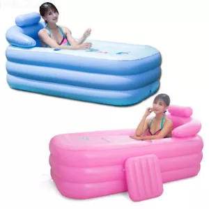 Foldable Bath Tub Inflatable Adult Spa PVC Bathtub Portable Warm Travel Bath UK - Picture 1 of 42