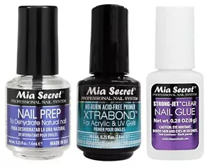 Mia Secret Nail Prep, MINI Xtrabond Primer y Strong-Jet Pegamento para Uñas Cepillo - COMBO - Imagen 1 de 1