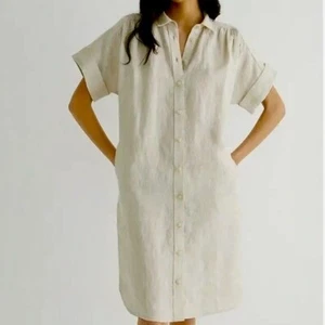 J. Crew Baird Mcnutt Irish Linen Relaxed Short Sleeve Shirt Dress XXS EUC! - Picture 1 of 5