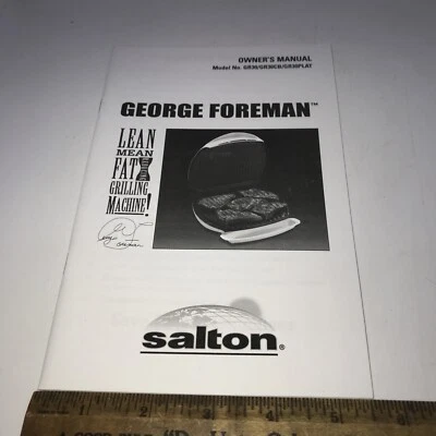 George Foreman Fat Grilling Machine Instruction Manual Directions Model GR30 - Image 1 of 2