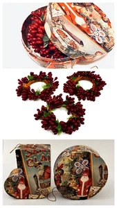 2 cajas decoupaged nostálgicas con 3 anillos de velas de bayas rojas - papel de aspecto victoriano - Imagen 1 de 24