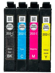 New Genuine Epson 202-I Black Cyan Magenta Yellow 4PK Ink Cartridges - Picture 1 of 2