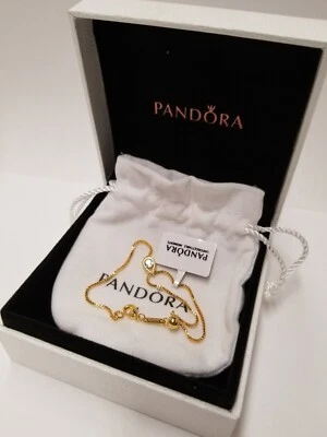 Pandora Infinite Lab-Grown Diamond 0.50ct 14k Gold Double Chain 6.3" Bracelet - Image 1 of 4