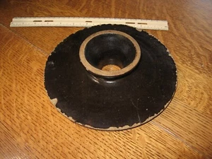 Antico coperchio per sbattitura panna burro gallone smaltato marrone solo - Foto 1 di 12