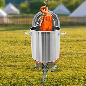 78-Qt Stainless Steel Stock Pot With Metal Lid Seafood Crawfish Crab Boil Pot US - Picture 1 of 21