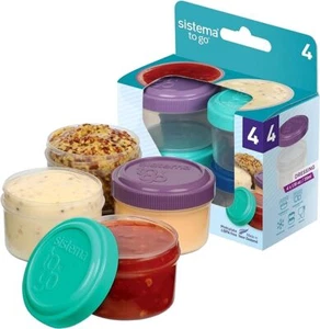 Sistema 4-Piece Salad Dressing Condiment Containers Lids Lunch 1.18-Ounce - Picture 1 of 9