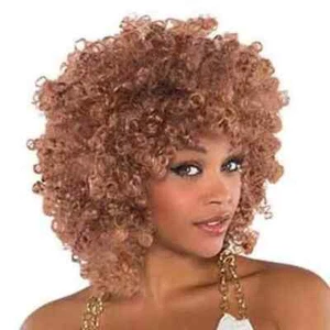 1970 1970s Runway Fro Caramel Wig Fancy Dress Up Disco Costume Party AC26 - Picture 1 of 2