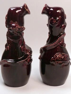  Paar Keramik Vasen mit Drachen China c.1900 Chinese Pottery Dragon Vases   - Bild 1 von 4