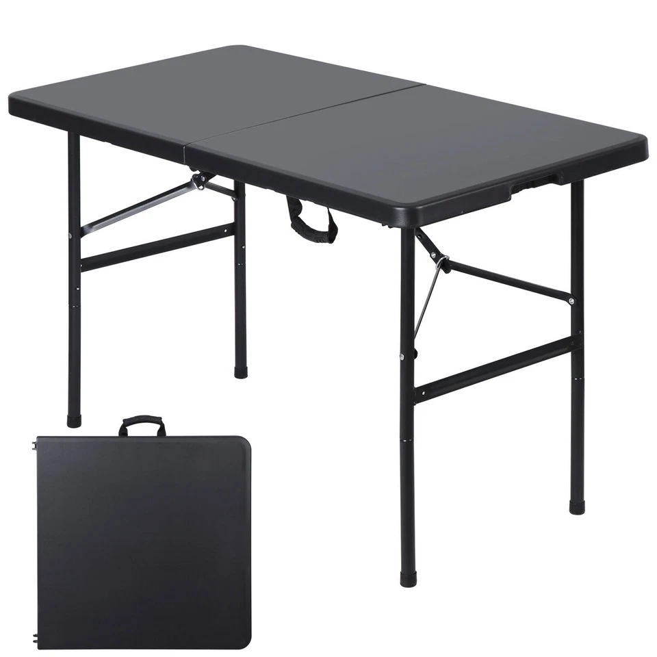 4ft Plastic Folding Table Fold-in-Half Camping Picnic Table W/ Handle 2 Color - Image 1 of 2