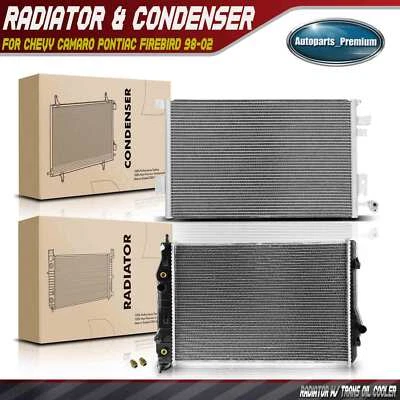 Kit de refrigeración de radiador y condensador de CA para Chevrolet Camaro Pontiac Firebird 98-02 Foto 1 de 4