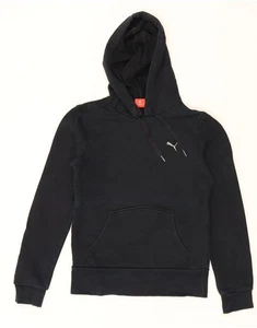 PUMA Womens Hoodie Jumper UK 8 Small Black Cotton DF12 - Picture 1 of 3