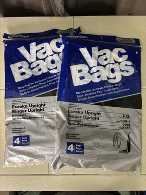 EUREKAUPRIGHT F&G VÁCUO BGS Singer SUB1 Kenmore 5062 LOTE DE 2!! Total de 8 bolsas - Imagem 1 de 4