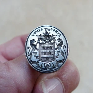HERVORRAGEND ANTIK 18. JAHRHUNDERT WAPPEN STERLINGSILBER WACHS SIEGEL STEMPEL m. LÖWEN - Bild 1 von 6