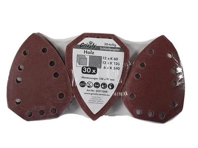 30x Schleif Papier Blatt Set HOLZ Parkside PKGA 14.4A1 Multitool IAN 110037 LIDL - Bild 1 von 3