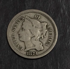 1874 Three Cent Nickel VG Lot 3497 - Picture 1 of 2